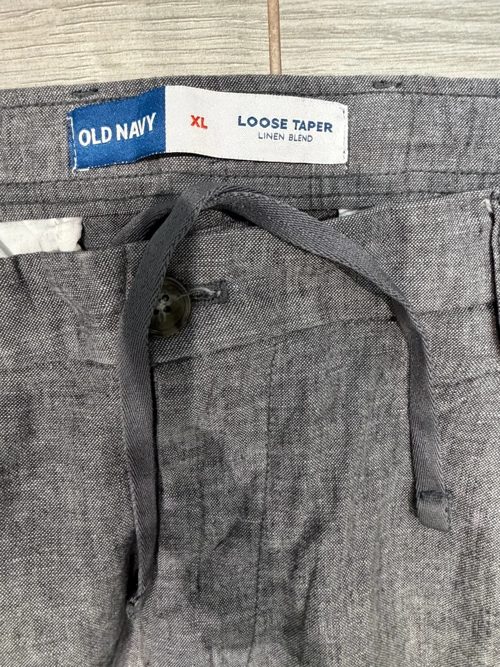 Old Navy Men's Charcoal Linen-Blend Drawstring Chinos